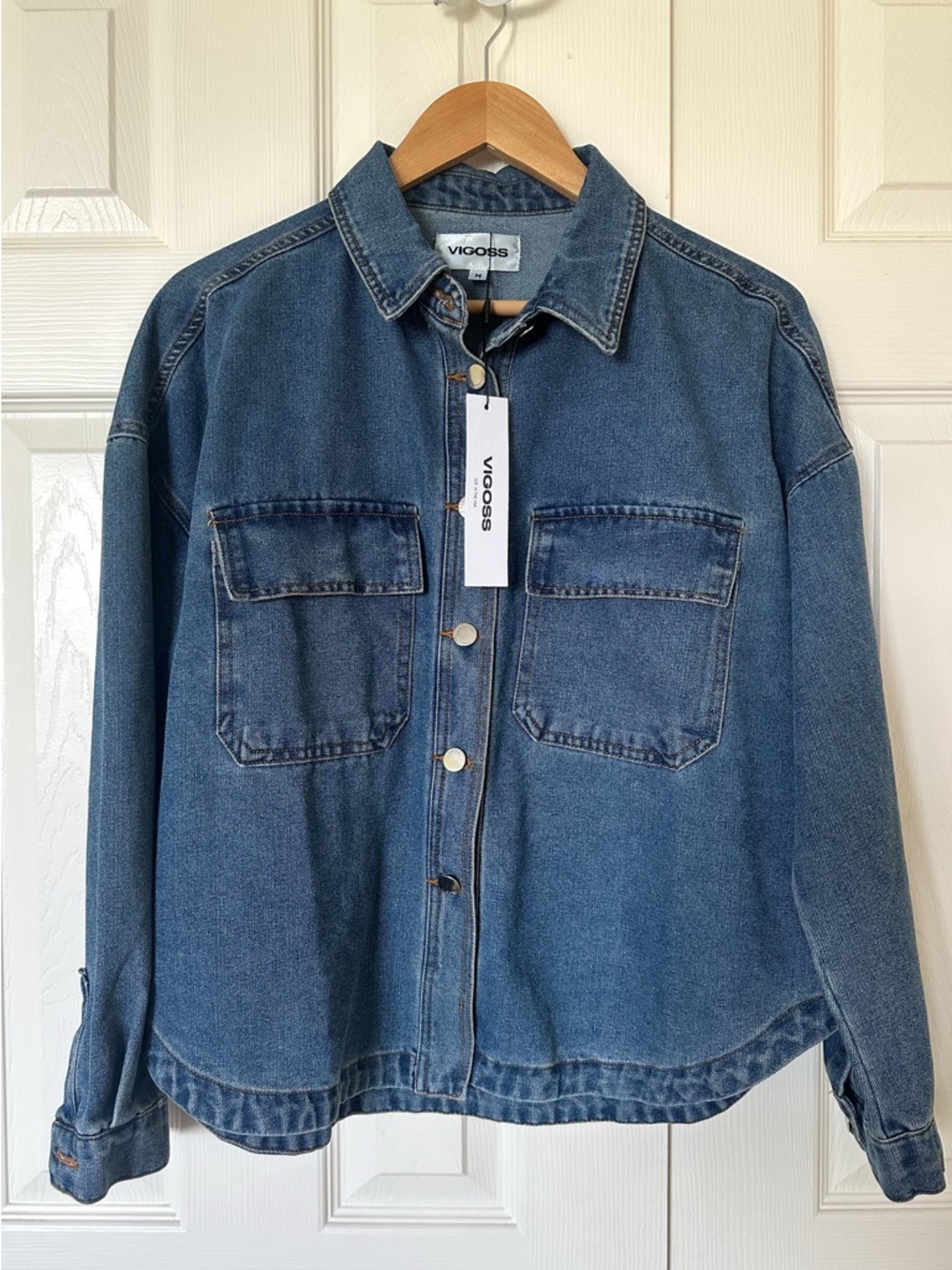Vigoss Medium Blue Denim Jacket with Chest Pockets